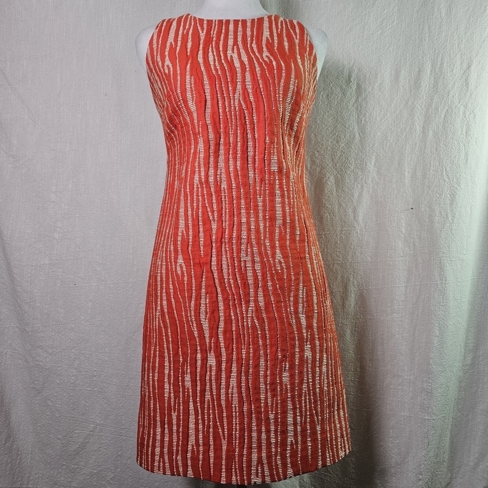 Milly Zebra Jacquard Womens Dress Sz 0 Persimmon Raceback Knee Length